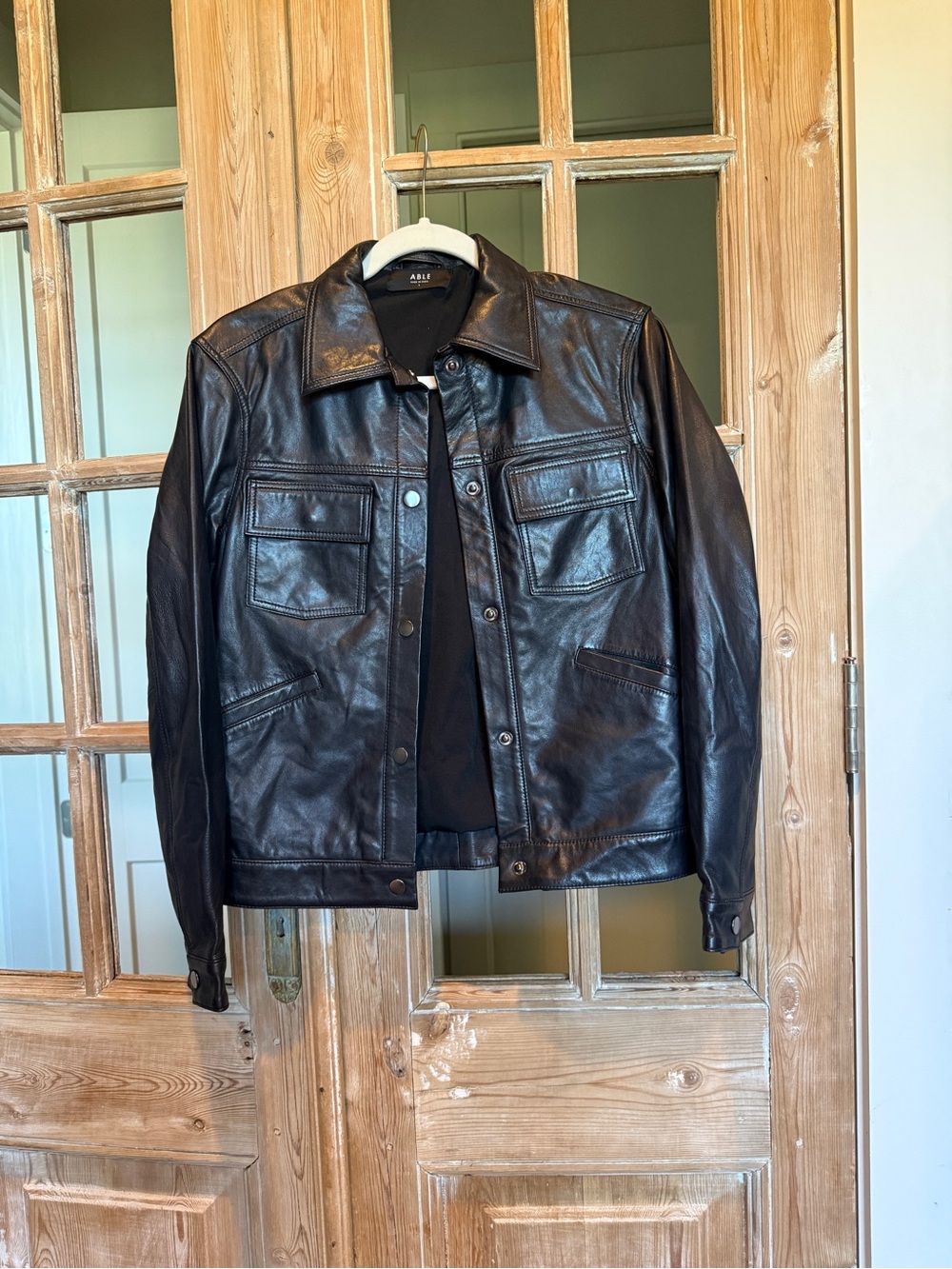 Able Black Leather Bomber Jacket Annie